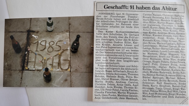 Presseartikel im Pinneberger Tageblatt von 1985: Der Abiturjahrgang der Theodor-Heuss-Schule