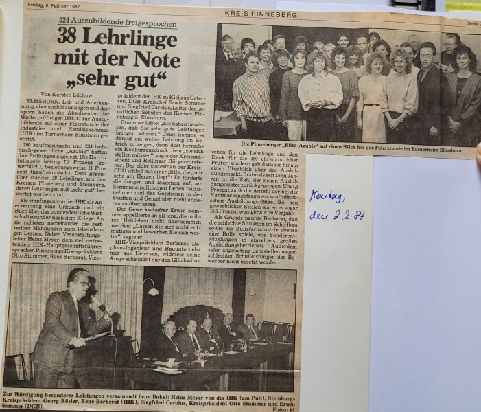 Zeitungsartikel vom 02.02.1987 Pinneberger Tageblatt